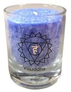 Glück CHAKRA Kerze Verstehen - Hellblau - klein ca. 6 cm - Kerze im Glas - Palm Light 
Diese Chakra-Kerze hat das Symbol des fü 2
