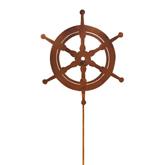 Deko Steuerrad Gartenstecker  Ø 40 cm - Maritime Gartendeko