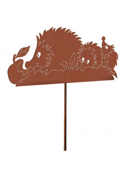 Igelfamilie auf Stab - Höhe 20 cm