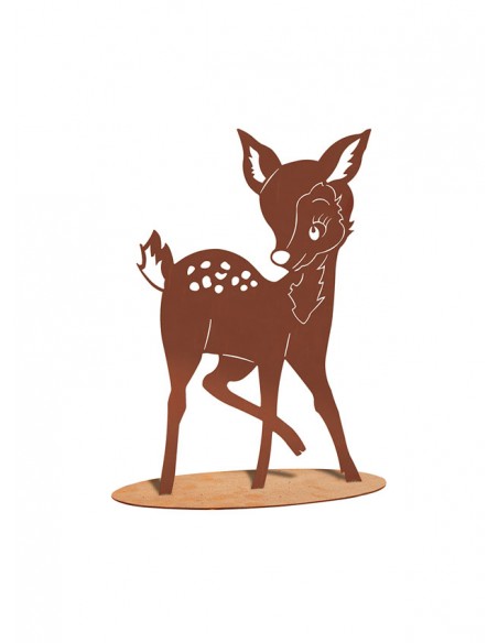Edelrost Bambi auf Platte - Höhe 41 cm
