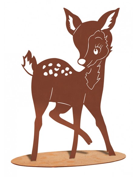 Edelrost Rehkitz Bambi 70 cm hoch - auf Platte