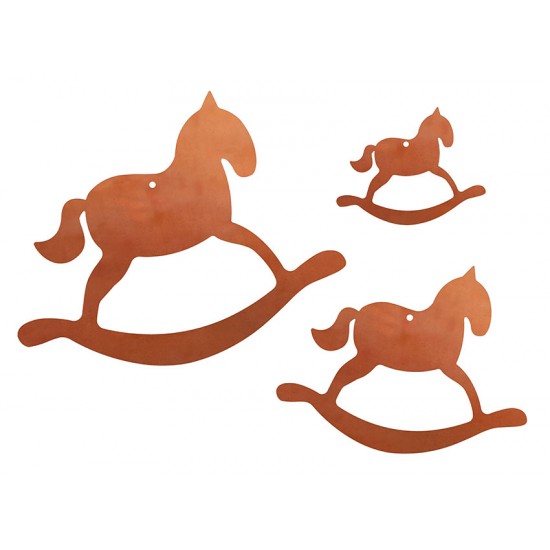 Edelrost Christbaumschmuck Schaukelpferd - 3er Set