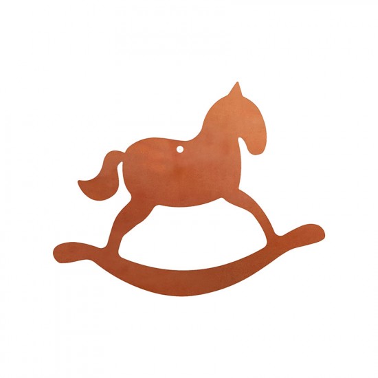 Edelrost Christbaumschmuck Schaukelpferd, mittel, 13,5 cm hoch
