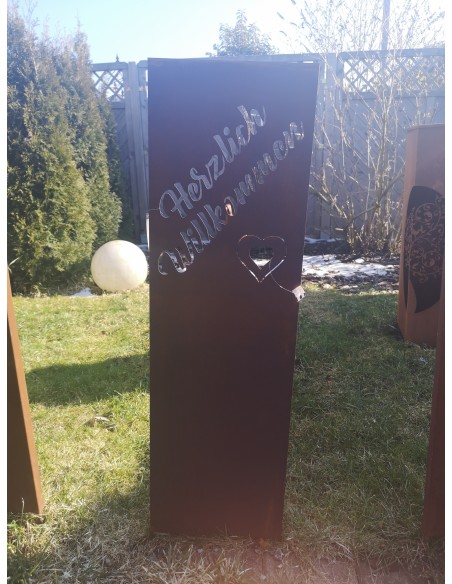 Sichtschutz zum Stecken Sichtschutz Paravent zum stecken - Herzlich Willkommen - Höhe 120 cm 
Höhe 100 cm
Breite 30 cm
Gesamt