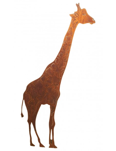 Tiere - Edelrost Tierfiguren Giraffe mit Rohr als Steckverbindung - 200 cm hoch Giraffe mit einem Rohr welches als Steckverbindu