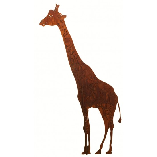 Tiere - Edelrost Tierfiguren Giraffe mit Rohr als Steckverbindung - 200 cm hoch Giraffe mit einem Rohr welches als Steckverbindu