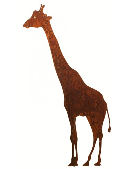 Tiere - Edelrost Tierfiguren Giraffe mit Rohr als Steckverbindung - 200 cm hoch Giraffe mit einem Rohr welches als Steckverbindu