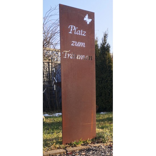 Sichtschutz zum Stecken Sichtschutz zum stecken - Platz zum Träumen - Höhe 120 cm 
Höhe 120 cm
Breite 30 cm
Füße 14,5 cm
