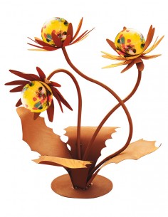 Glasblume - Distel - Höhe 70 cm - Gelbe Glaskugeln