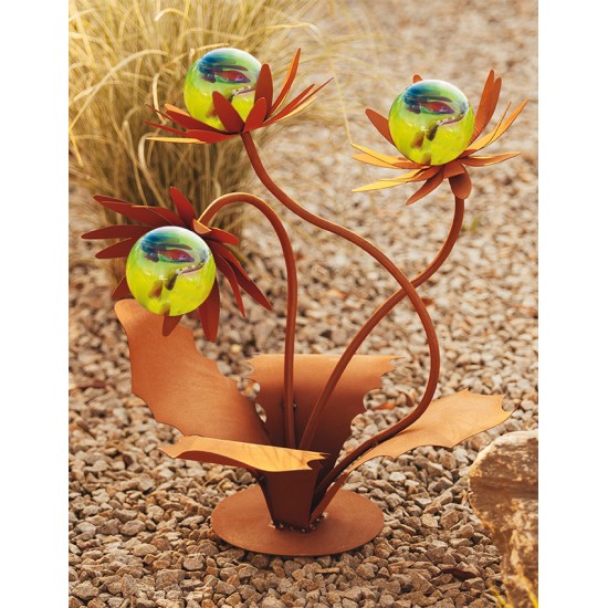 Glasblume - Distel - Höhe 70 cm - Hellgrüne Glaskugeln