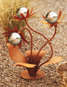 Glasblume - Distel - Höhe 70 cm - Edelstahlkugeln 2