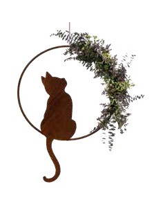 Deko Katzen und Mäuse Katze im Ring sitzend - nach oben schauend - zum Hängen - Ø 40 cm Katze im Ring nach oben schauend zum Hän 2