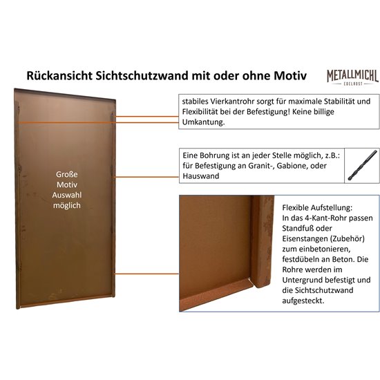 Sichtschutzzaun Metall - Berge - Höhe 180 cm -Trennwand für den Garten