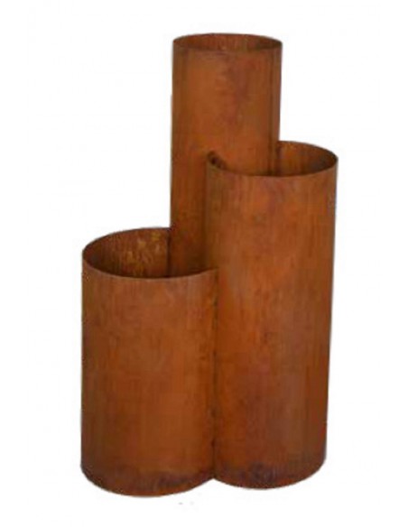 Pflanzgefäße + Schalen + Kronen Edelrost Pflanztopf aus 3 Rohren - verschiedene Höhen - Höhe 85 cm Dieser Pflanztopf aus drei Ro