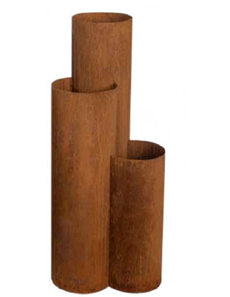 Pflanzgefäße + Schalen + Kronen Edelrost Pflanztopf aus 3 schmalen Rohren - verschiedene Höhen - Höhe 90 cm Dieser Pflanzturm au