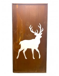 Sichtschutz 2m hoch - 200 cm Sichtschutzzaun Elemente Sichtschutzwand mit gehendem Hirsch - Höhe 200 cm - Breite 100 cm 
Metall
