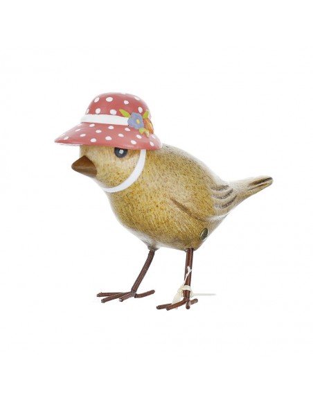 Start Naturholz Deko - Vögelchen mit gepunktetem Hut - verschiedene Farben 