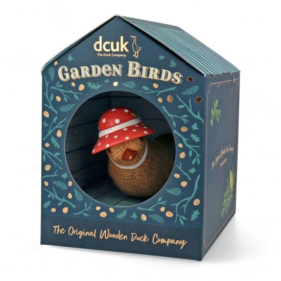 Start Naturholz Deko - Vögelchen mit gepunktetem Hut - verschiedene Farben 