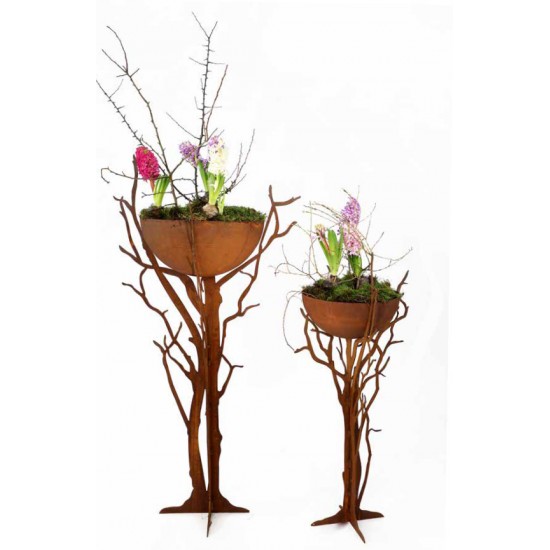 runde Pflanzschalen Halbkugel (Schale) Ø 40 cm mit angeschw. Ring als Standfuss 
Schale mit Ring angeschweißt - stabiler Stand
