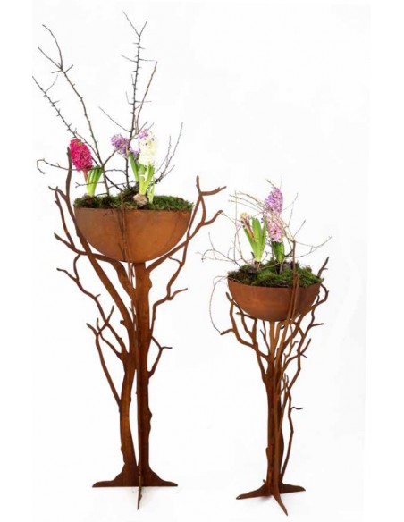 runde Pflanzschalen Halbkugel (Schale) Ø 40 cm mit angeschw. Ring als Standfuss 
Schale mit Ring angeschweißt - stabiler Stand
