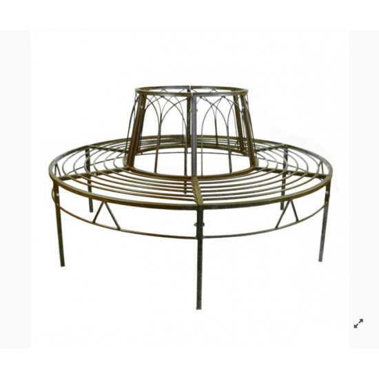 Möbel Outdoor in Edelrost Massive XL Baumbank 150 Ø - Stabil aus Metall Sehr stabile Metall Baumbank für große Bäume aus Volleis