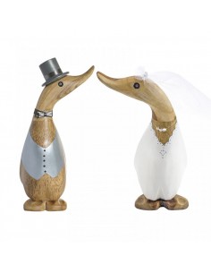 Start Dekofigur Brautpaar Entlein - Höhe 11 cm - Naturholz Dekofigur Hochzeitspaar - 2er SET Besondere Menschen bekommen besonde