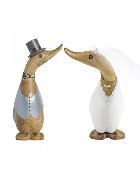 Start Dekofigur Brautpaar Entlein - Höhe 11 cm - Naturholz Dekofigur Hochzeitspaar - 2er SET Besondere Menschen bekommen besonde