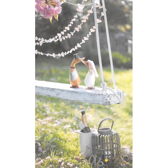 Start Dekofigur Brautpaar Entlein - Höhe 11 cm - Naturholz Dekofigur Hochzeitspaar - 2er SET Besondere Menschen bekommen besonde