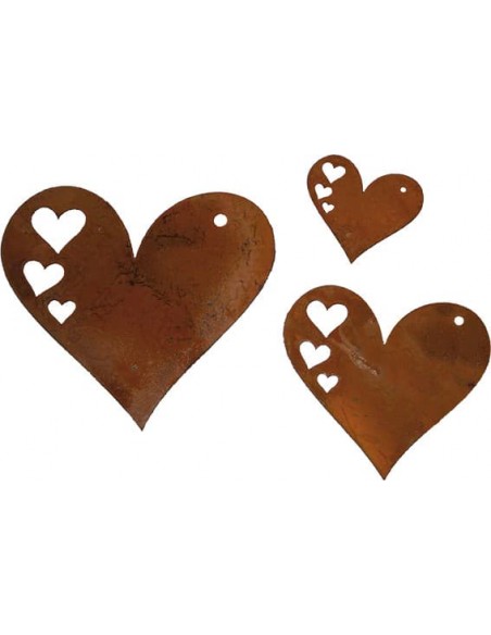 Herzige Dinge - Edelrost Dekoherzen 3er Set Osterschmuck Herz mit Ausschnitten - Angebot des Monats April 
Höhe je

18cm
13,