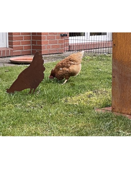 Deko Hühner für Draußen zum Stecken Pickendes Huhn auf kurzem Stab - Höhe 39 cm  Deko Hühner für Draußen zum Stecken Pickendes Huhn auf kurzem Stab - Höhe 39 cm