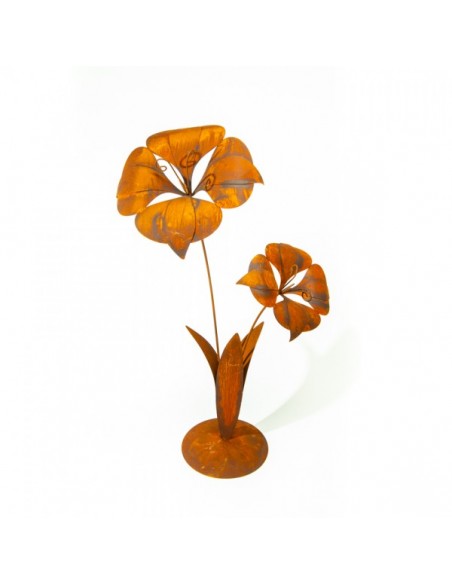 Start Malvenblume mit zwei Blüten auf Platte - Höhe 100 cm 