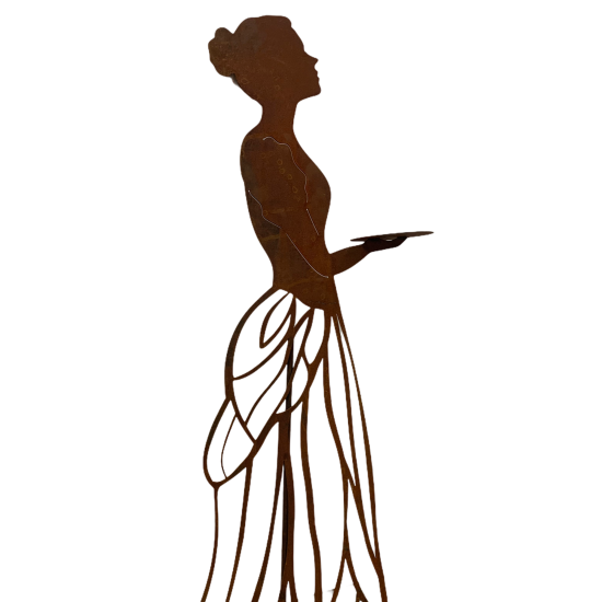lebensgroße Figuren Rankhilfe - Mademoiselle - mit Kleid und Tablett - Höhe 125 cm Elegante Metall Rankhilfe "Mademoiselle" mit 