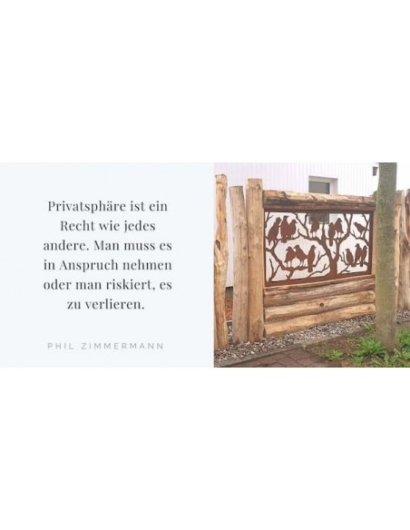 Sichtschutzwände und Paravents Raben Sichtschutzwand Metall als Paravent, QUER 200 cm breit 
ausgefallener halbhoher Sichtschut