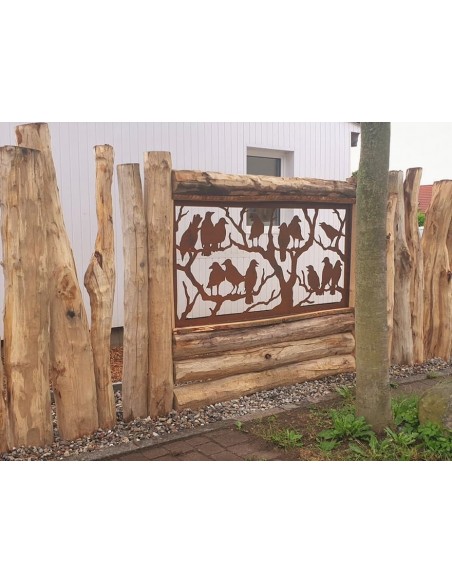 Sichtschutzwände und Paravents Raben Sichtschutzwand Metall als Paravent, QUER 200 cm breit 
ausgefallener halbhoher Sichtschut