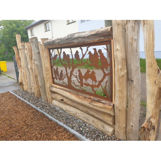 Sichtschutzwände und Paravents Raben Sichtschutzwand Metall als Paravent, QUER 200 cm breit 
ausgefallener halbhoher Sichtschut