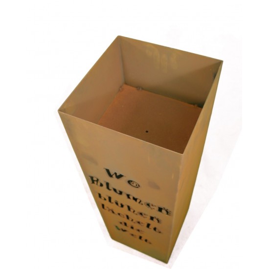 Säulen mit Pflanzboden Rostsäule Gartengedicht - Wo Blumen blühen lächelt die Welt - 80 cm hoch 24 x 24 cm breit Rostsäule mit s