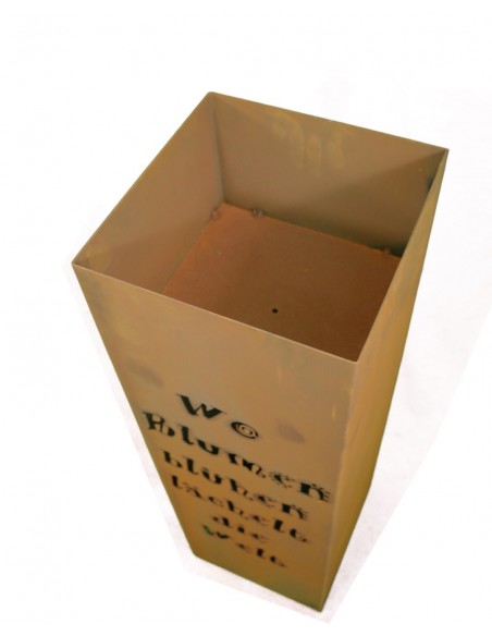 Säulen mit Pflanzboden Rostsäule Gartengedicht - Wo Blumen blühen lächelt die Welt - 80 cm hoch 24 x 24 cm breit Rostsäule mit s