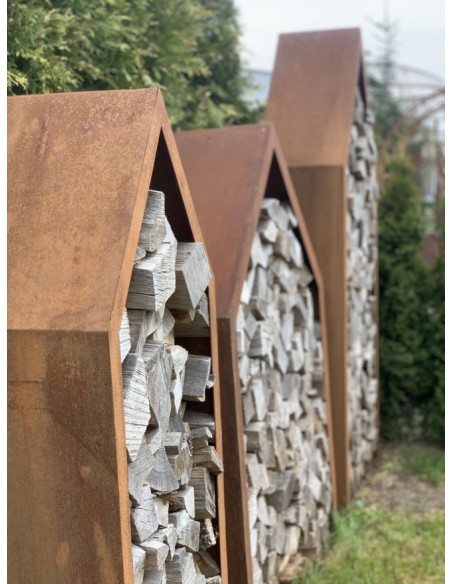 Kaminholzregale und Herzen Schlichter Haus Kaminholz Stapler - Höhe 149 cm - klein 
Kaminholzregel aus Metall in Form eines Hau