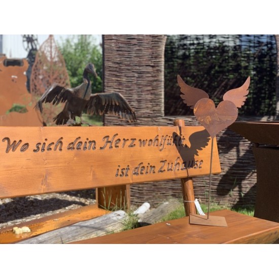 Start Herz mit Flügeln auf Standplatte als Gartendeko Rost 
Herz Breite 23 cm, Höhe 15 cm


auf einer stabilen Standplatte
