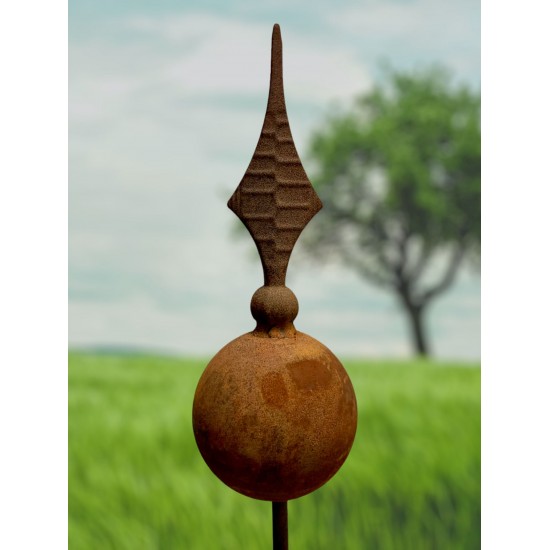 Gartenstecker Rosenstab Kugel mit Lilienspitze groß - Höhe 160 cm - Rankstab Metall 
Höhe 160 cm
klimaneutrale Herstellung - n