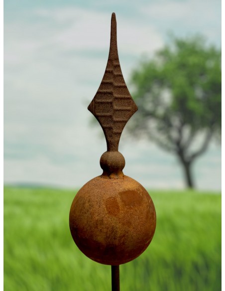 Gartenstecker Rosenstab Kugel mit Lilienspitze groß - Höhe 160 cm - Rankstab Metall 
Höhe 160 cm
klimaneutrale Herstellung - n