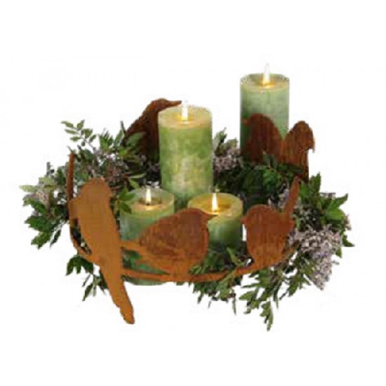 Vogel Deko Deko Vogelring mit 8 Vögel - Ø 40 cm - Höhe 22 cm - für Kränze und Gestecke Vogelring zum Stellen aus Edelrost mit 8 