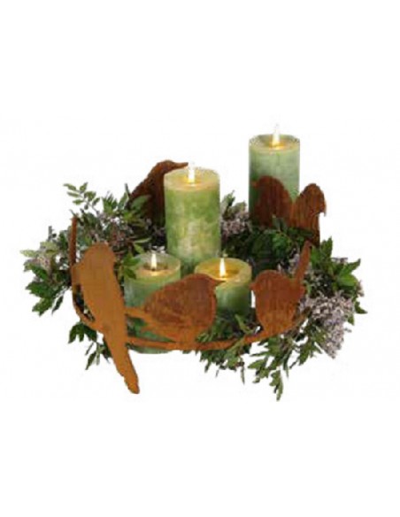 Vogel Deko Deko Vogelring mit 8 Vögel - Ø 40 cm - Höhe 22 cm - für Kränze und Gestecke Vogelring zum Stellen aus Edelrost mit 8 