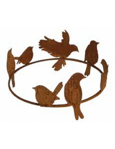 Vogel Deko Deko Vogelring mit 8 Vögel - Ø 40 cm - Höhe 22 cm - für Kränze und Gestecke Vogelring zum Stellen aus Edelrost mit 8 