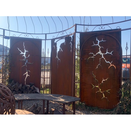 Sichtschutzwände und Paravents Metall Sichtschutzwand - Flash 3 - mit langen Rissausschnitten - Höhe 200 cm Paravent Flash mit l