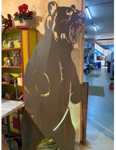 Tiere - Edelrost Tierfiguren Edelrost Figur - Grizzly - auf Platte - Höhe 200 cm - 3 mm Stahl Edelrost Tierfigur - Grizzly - Die