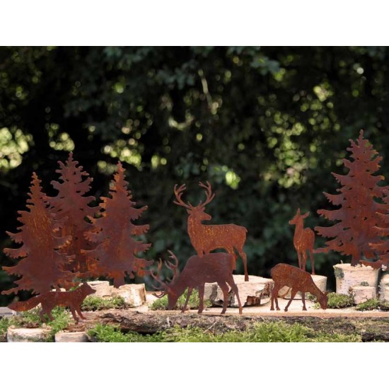 Mini Wald Tannenstecker 4 -  23 CM HOCH durchbrochen Metall Tannenbaum mit spitzem Stecker unten zum Einschlagen in Holz
23 c