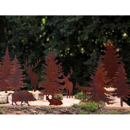 Mini Wald Tannenstecker 4 -  23 CM HOCH durchbrochen Metall Tannenbaum mit spitzem Stecker unten zum Einschlagen in Holz
23 c