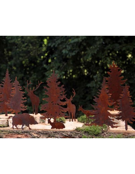 Mini Wald Tannenstecker 4 -  23 CM HOCH durchbrochen Metall Tannenbaum mit spitzem Stecker unten zum Einschlagen in Holz

23 c