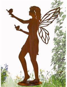 Deko Fee mit Vögelchen - Höhe 100 cm, Breite 70 cm